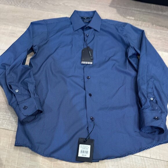 BEN SHERMAN MENS BLUE AND PURPLE LONG SLEEVE BUTTON SHIRT NEW SLIM FIT 15/15 1/2 - Picture 2 of 11